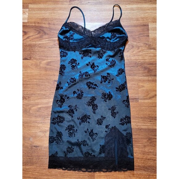 motel rocks coti slip dress Hunter Green Black Lace Size S - Picture 2 of 11